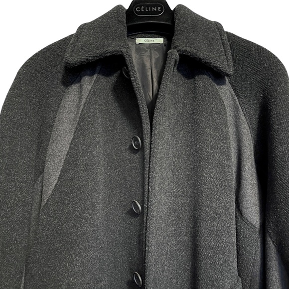 CÉLINE DARK GRAY WOOL & CASHMERE OVERSIZED COCOON COAT SIZE 38 PHOEBE PHILO - Picture 6 of 10